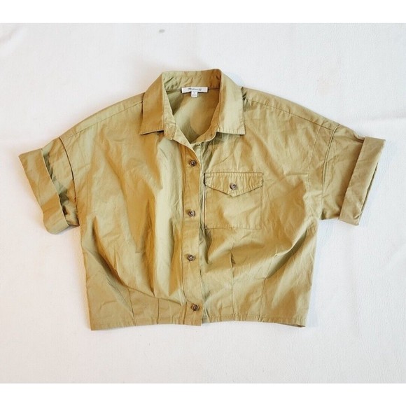 Madewell Tops - Madewell Military Crop Short Sleeve Shirt Blouse XS